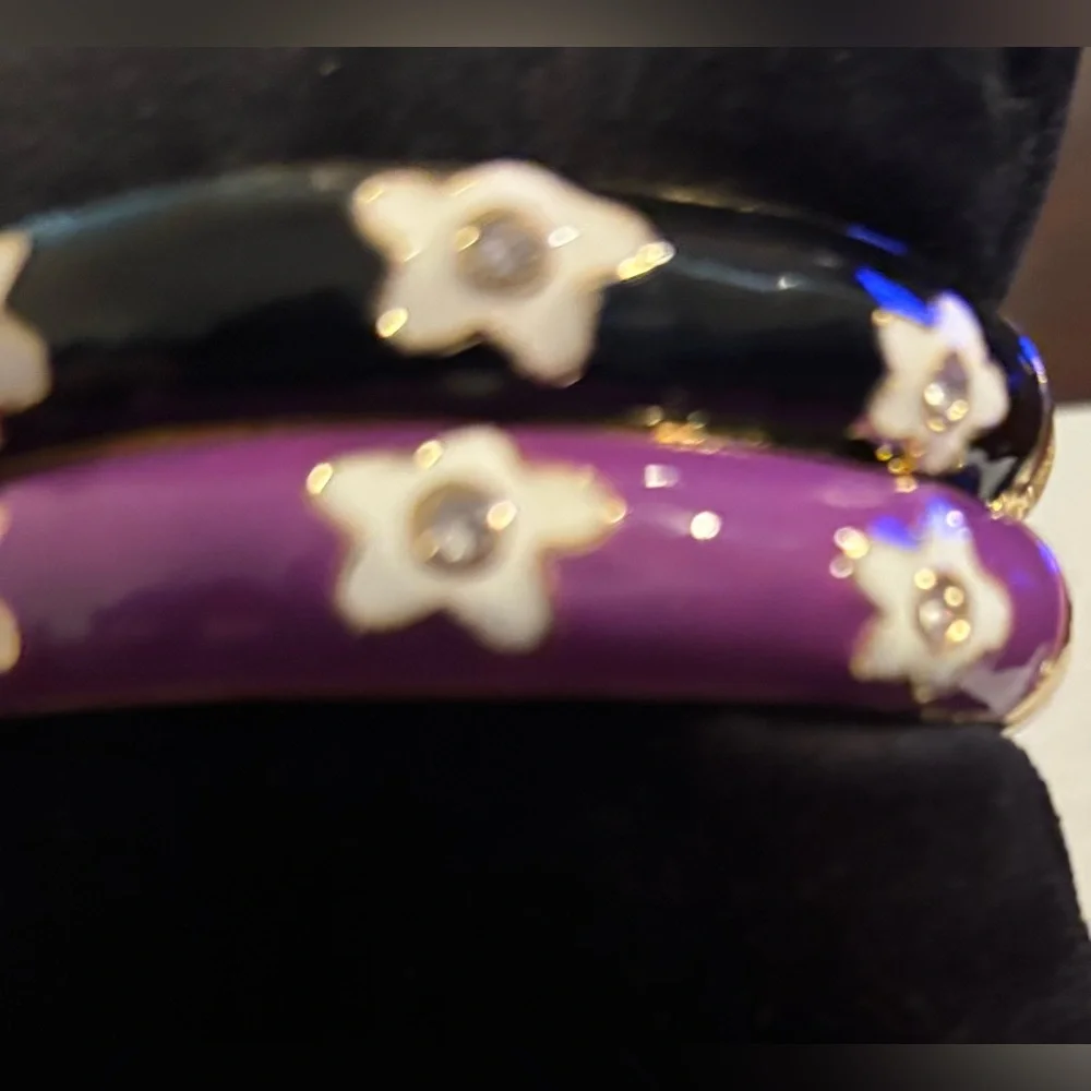Elegant Black and Purple Floral Bangles